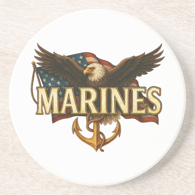 Marines With Eagle and Flag Coaster (Front)