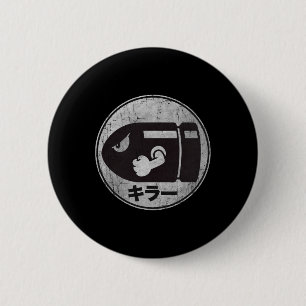Mario Bullet Bill Distressed Kanji Logo  6 Cm Round Badge