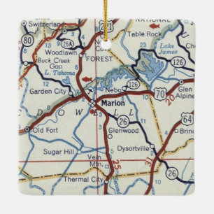 Marion NC Vintage Map Ceramic Ornament