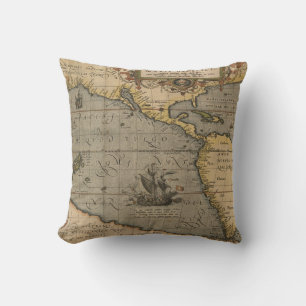 Maris Pacifici Antique Americas Map Cushion