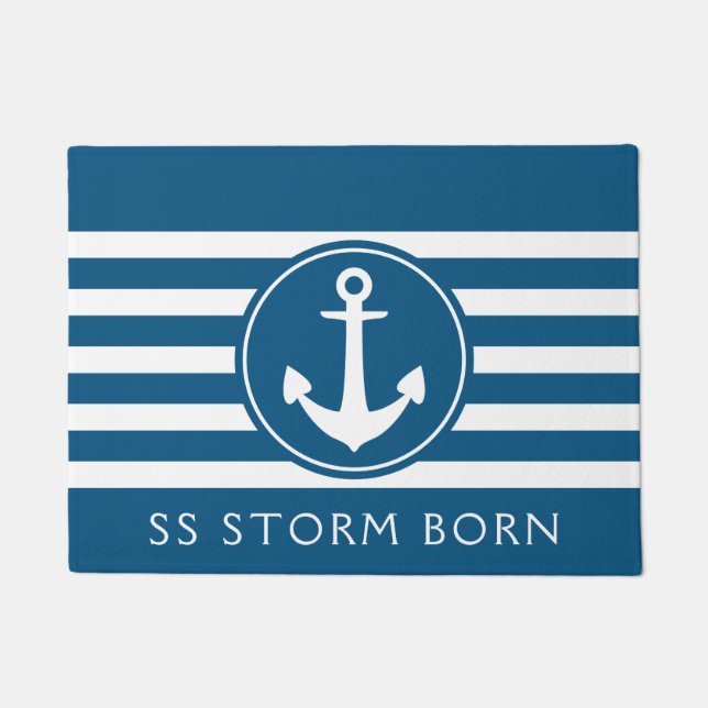 Maritime Anchor Boat Name Doormat (Front)