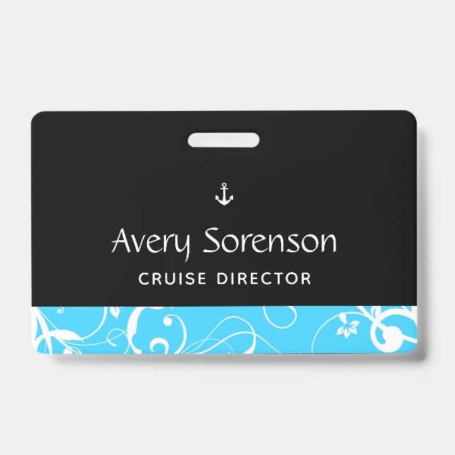 Maritime Anchor Pro Damask ID Badge (Front)