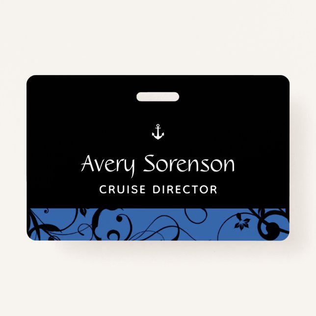 Maritime Anchor Pro Damask ID Badge (Front)