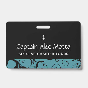 Maritime Anchor Pro Damask ID Badge