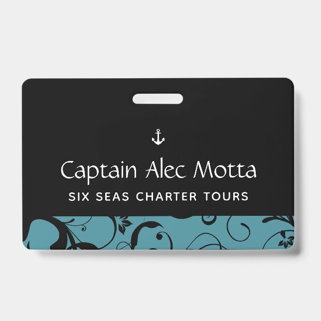 Maritime Anchor Pro Damask ID Badge (Front)