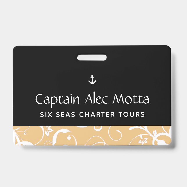 Maritime Anchor Pro Damask ID Badge (Front)