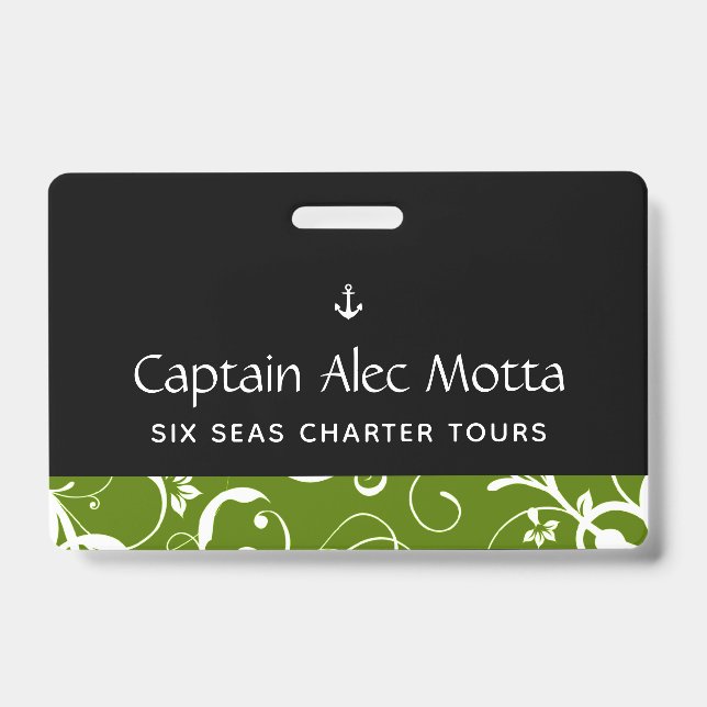 Maritime Anchor Pro Damask ID Badge (Front)