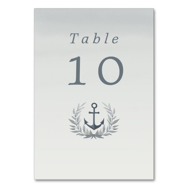 Maritime anchor with herald wedding table number (Back)