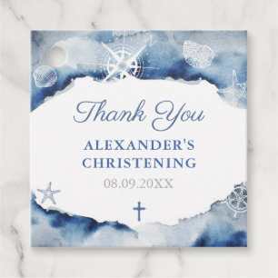 Maritime Dark Blue Christening Party Thank You Favour Tags