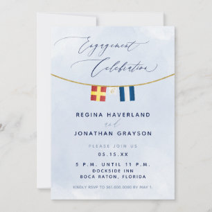 Maritime Flag Initials Nautical Engagement Party I Invitation