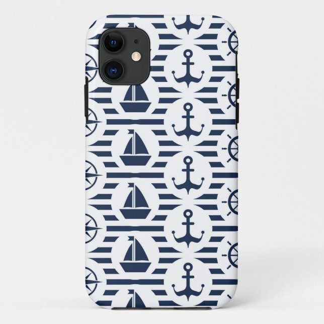 Maritime In Blue Pattern Case-Mate iPhone Case (Back)