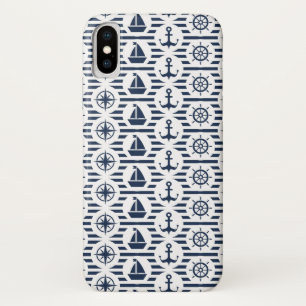 Maritime In Blue Pattern iPhone X Case