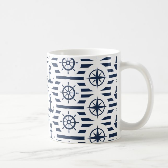 Maritime In Blue Pattern Coffee Mug (Right)