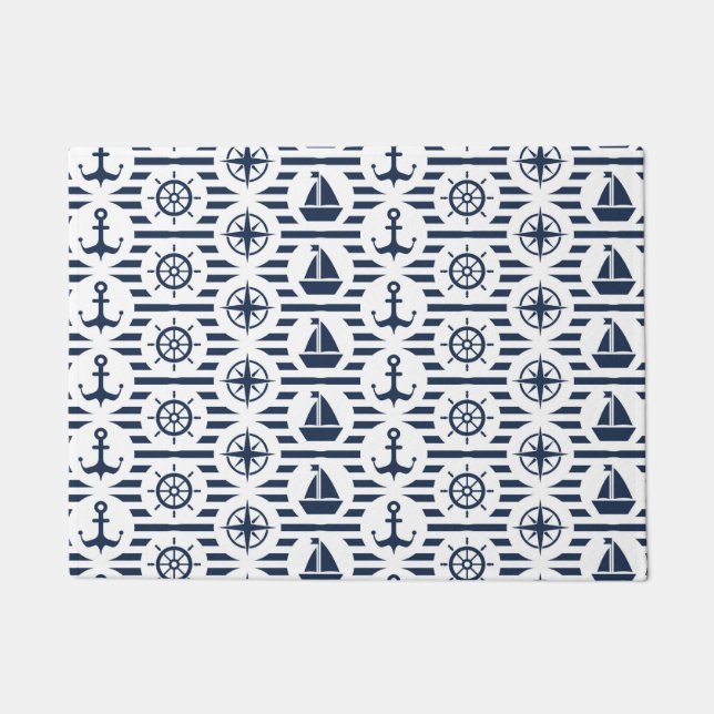 Maritime In Blue Pattern Doormat (Front)