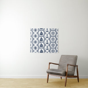 Maritime In Blue Pattern Tapestry