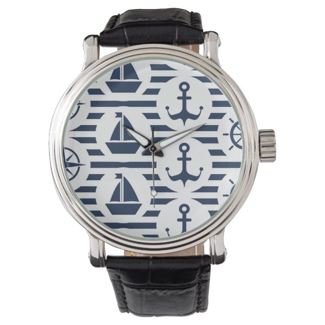 Maritime In Blue Pattern Watch (Front)