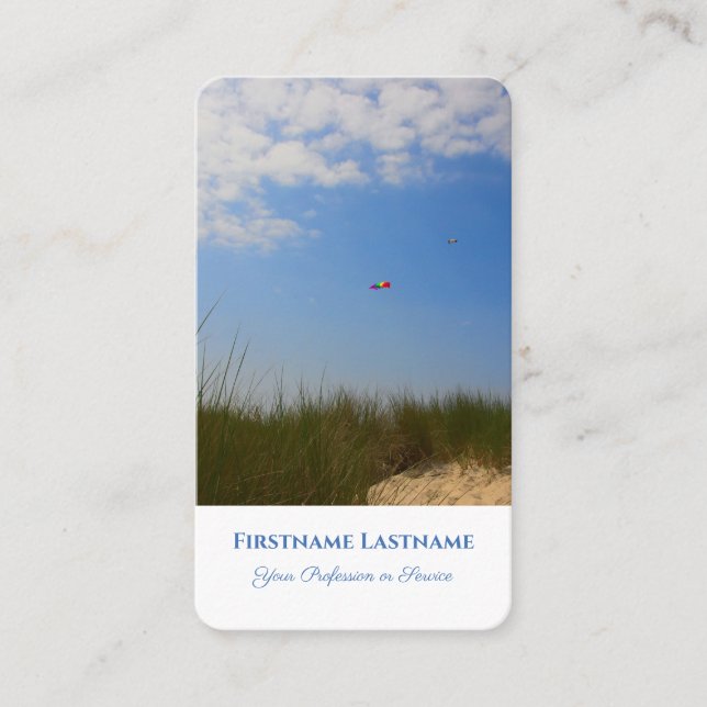 Maritime kite natural sand dune travel agent style business card (Front)