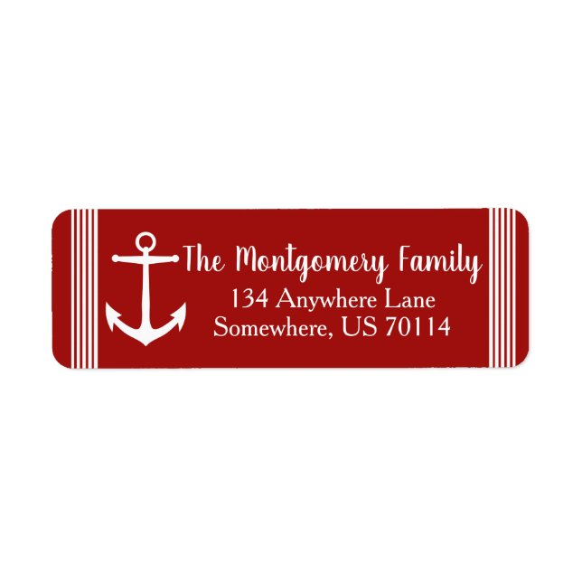 Maritime Nautical Anchor & Bold Red | Family Name (Front)