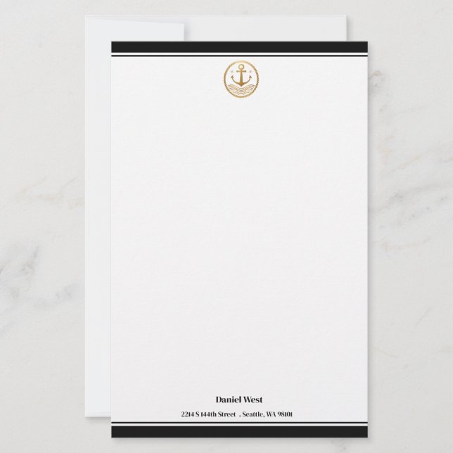 Maritime Print Custom Stationery Paper (Front)