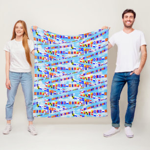 Maritime Signal Flags pattern 5 Sailor Sayings Fleece Blanket