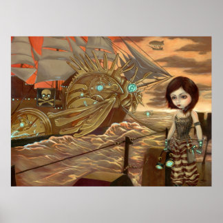 Maritime Sunset - Steampunk Pirates Art Print