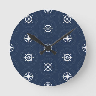 Maritime Tool Pattern Round Clock