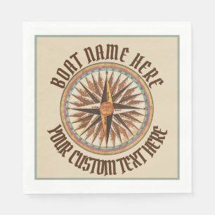 Maritime Vintage Compass Rose Custom Napkin