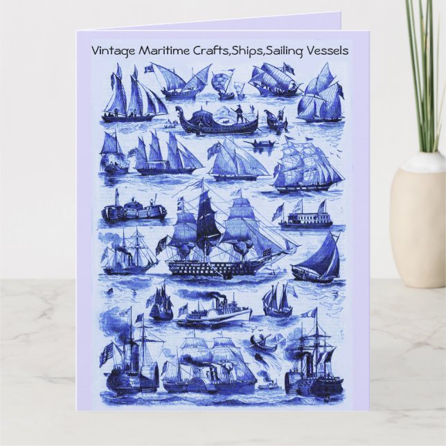 MARITIME,VINTAGE SHIPS,SAILING VESSELS ,Navy Blue Card (Front)
