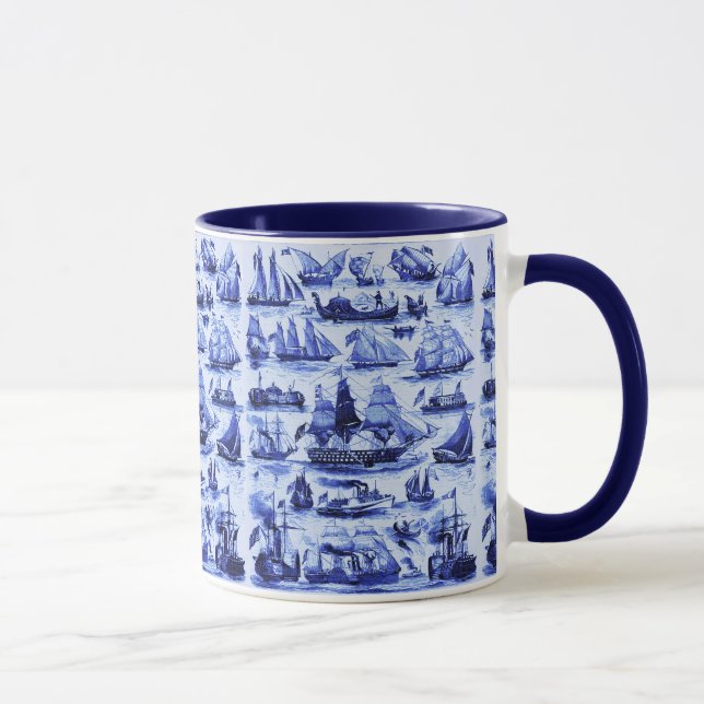 MARITIME,VINTAGE SHIPS,SAILING VESSELS,Navy Blue Mug (Right)