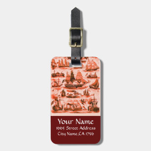 MARITIME,VINTAGE SHIPS,SAILING VESSELS,Red White Luggage Tag