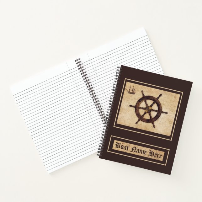 Maritime Wood Helm Vintage Captain's Log Book  (Inside)