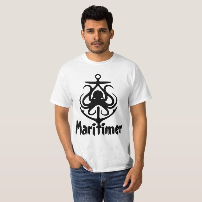 Maritimer Anchor octopus Nautical Lighthouse Route T-Shirt (Front Full)