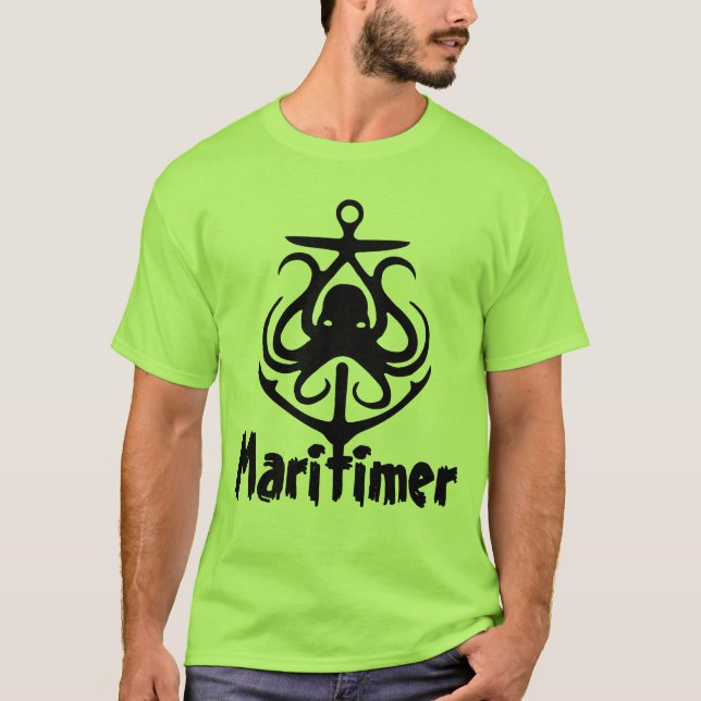 Maritimer Anchor octopus Nautical Lighthouse Route T-Shirt (Front)