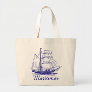 Maritimer nautical sailing ship canvas tote bag