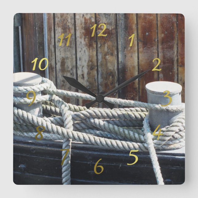 Maritimes rope of a ship square wall clock (Front)