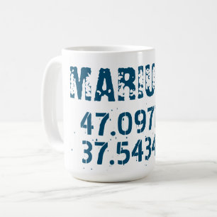 Mariupol  Latitude & Longitude Distressed  Coffee Mug