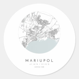 Mariupol Ukraine Coordinates Map Hometown Classic Round Sticker