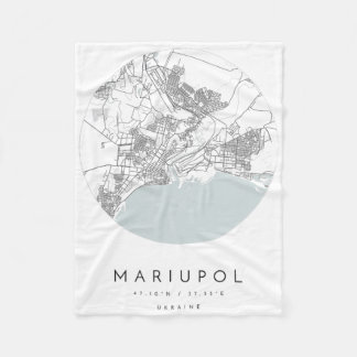 Mariupol Ukraine Coordinates Map Hometown Fleece Blanket
