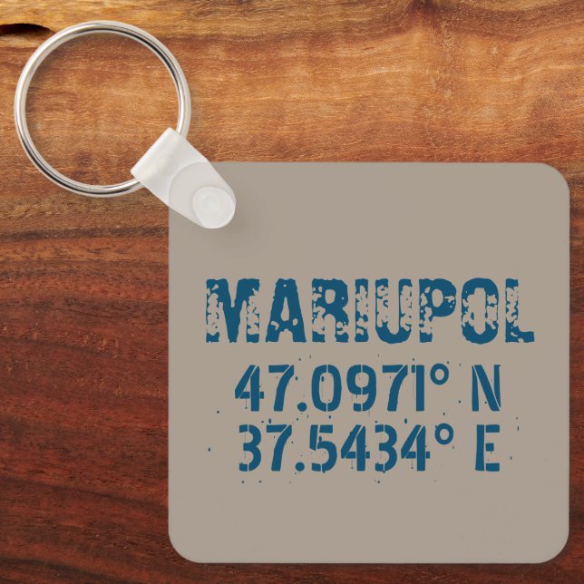 Mariupol Ukraine Latitude & Longitude Distressed  Key Ring (Front)
