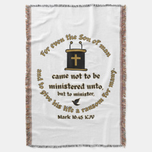 Mark 10:45 KJV Bible Verse Faith With Scriptures Throw Blanket