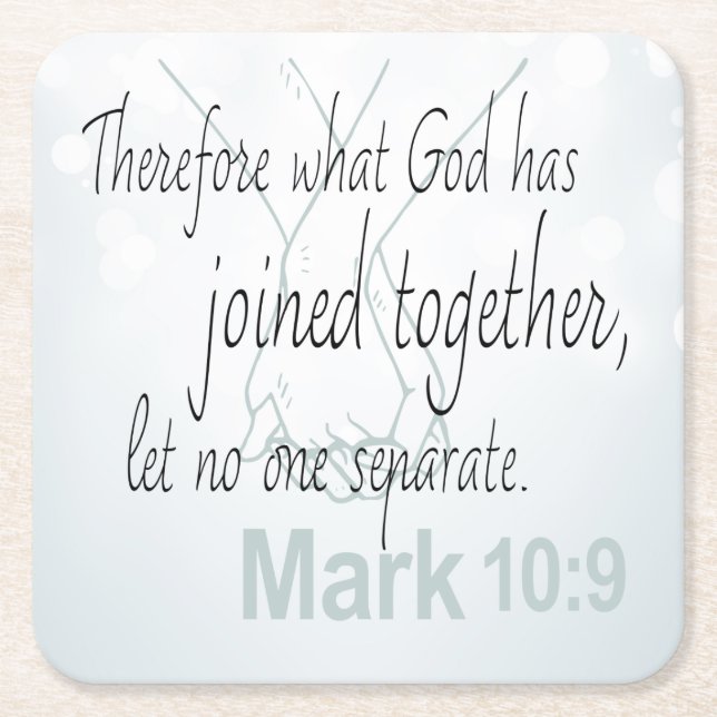 Mark 10:9 Marriage Bible Verse Square Paper Coaster (Front)