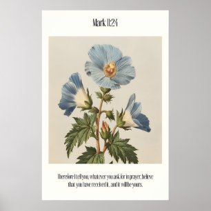 Mark 1124 Bible Verse Wall Art - Blue Botanical