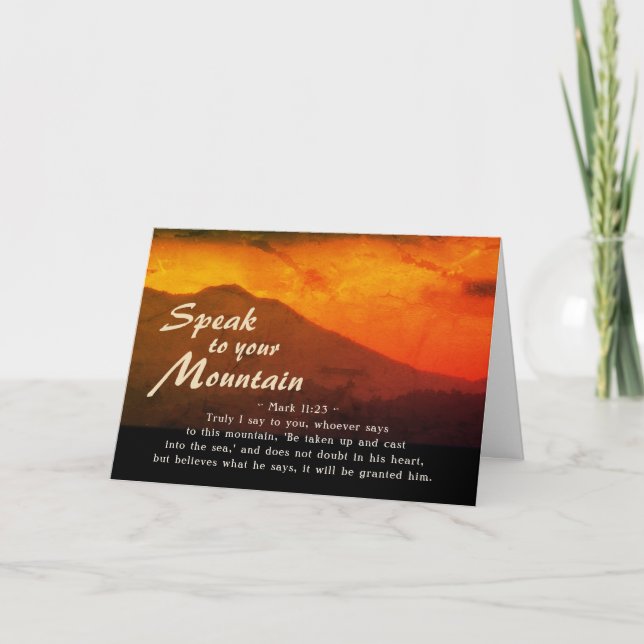 Mark 11:23 Speak to Your Mountain Bible Card (Front)