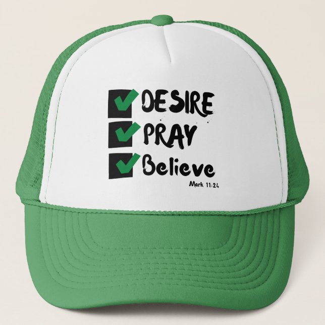 Mark 11:24 Bible Verse Faith-Inspired Spiritual Trucker Hat (Front)