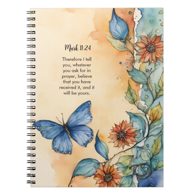 Mark 11:24, Christian Bible Verse Design  Notebook (Front)