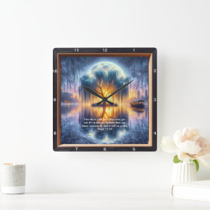 Mark 11:24 Hope Personalised Scripture Display Square Wall Clock