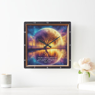 Mark 11:24 Strength: Personalised Scripture Art Square Wall Clock