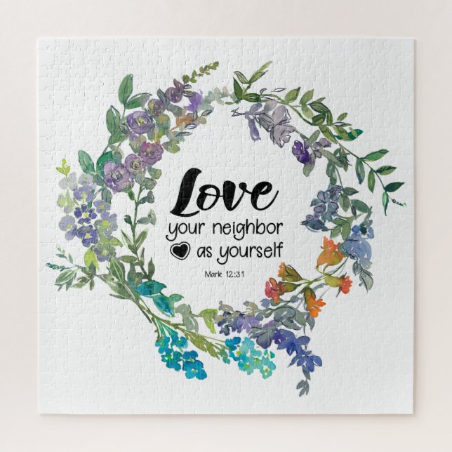 Mark 12:31 Love your neighbour as yourself Flowers Jigsaw Puzzle (Vertical)