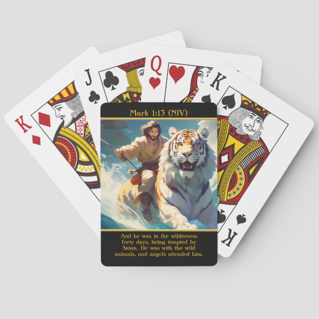 Mark 1:13 (NIV) Forty-Day Wilderness Test AI Art Playing Cards (Back)