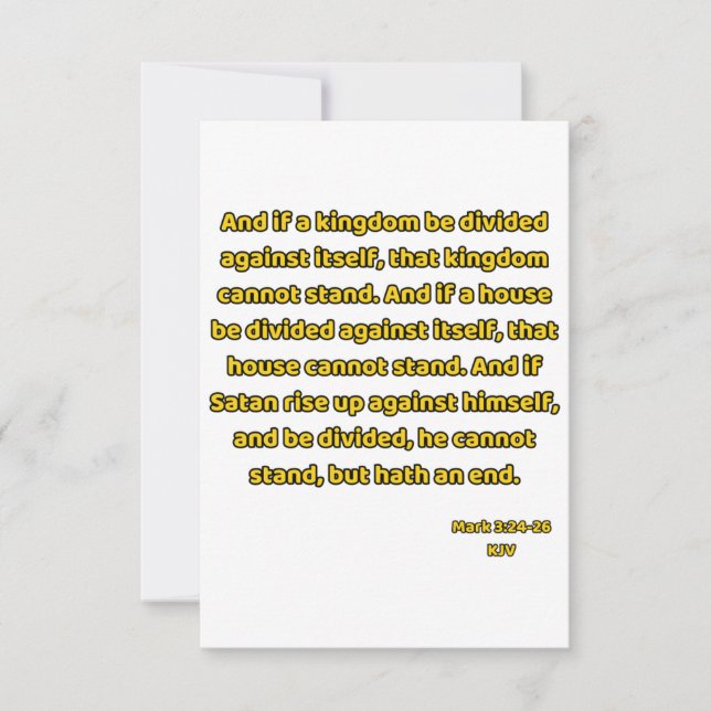 Mark 3:24-26 KJV Bible Scripture Greeting Card (Front)